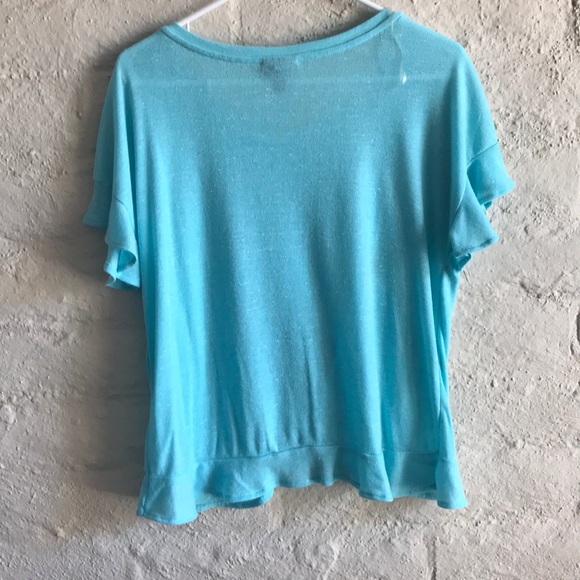 Teal Flowy Ruffle Shirt - Picture 2 of 2